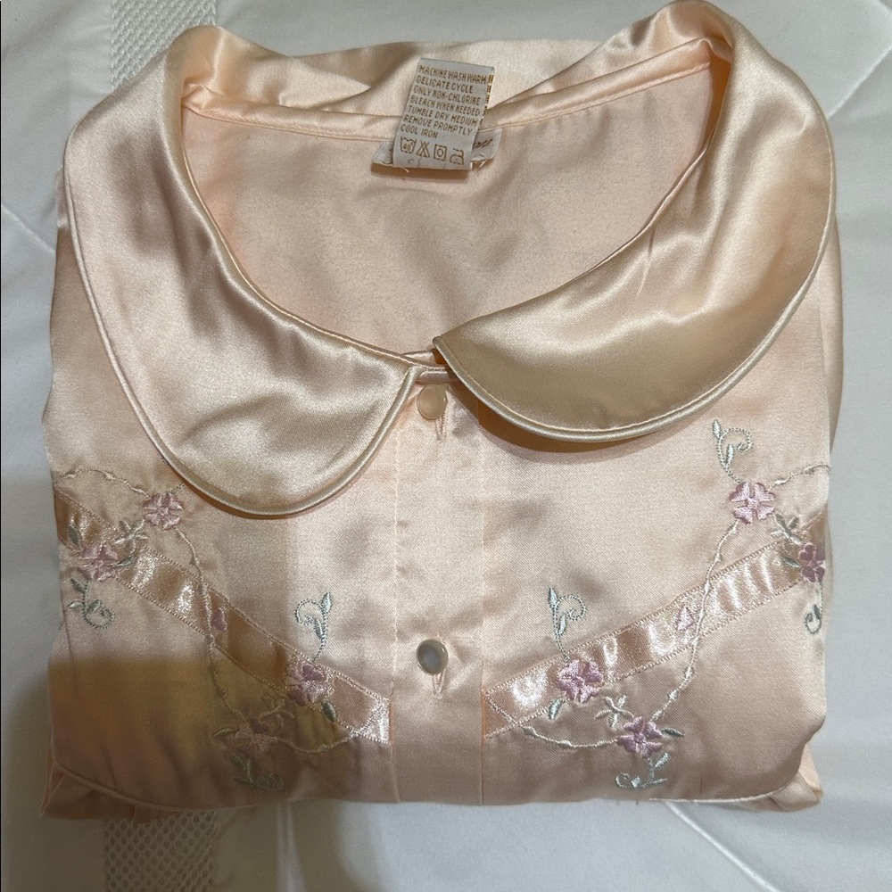 Barbizon Nightgown Peach Flannel Back Size XL